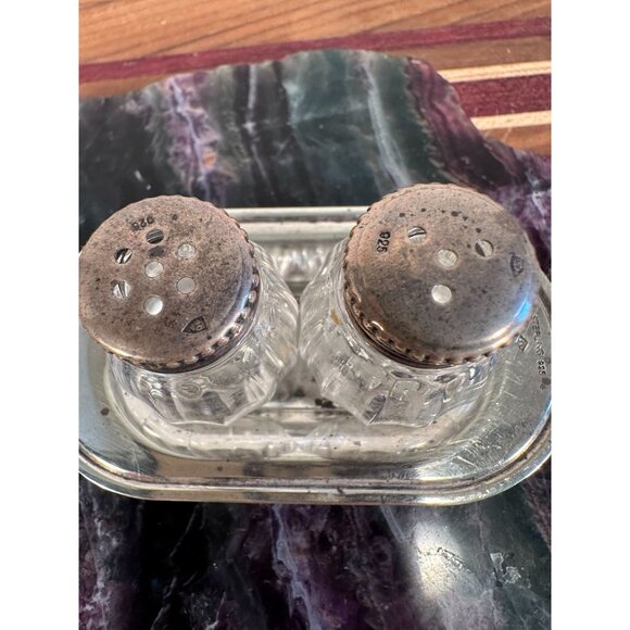 Vintage Christofle Sterling Salt & Pepper Shakers With Tray - Picture 4 of 8